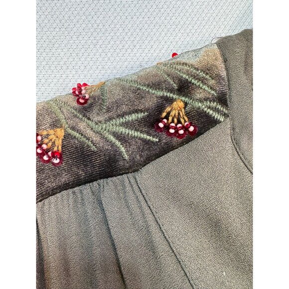 Carolina Belle Womens Embroidered Tunic Dress Size 8 Olive Green - Picture 6 of 11